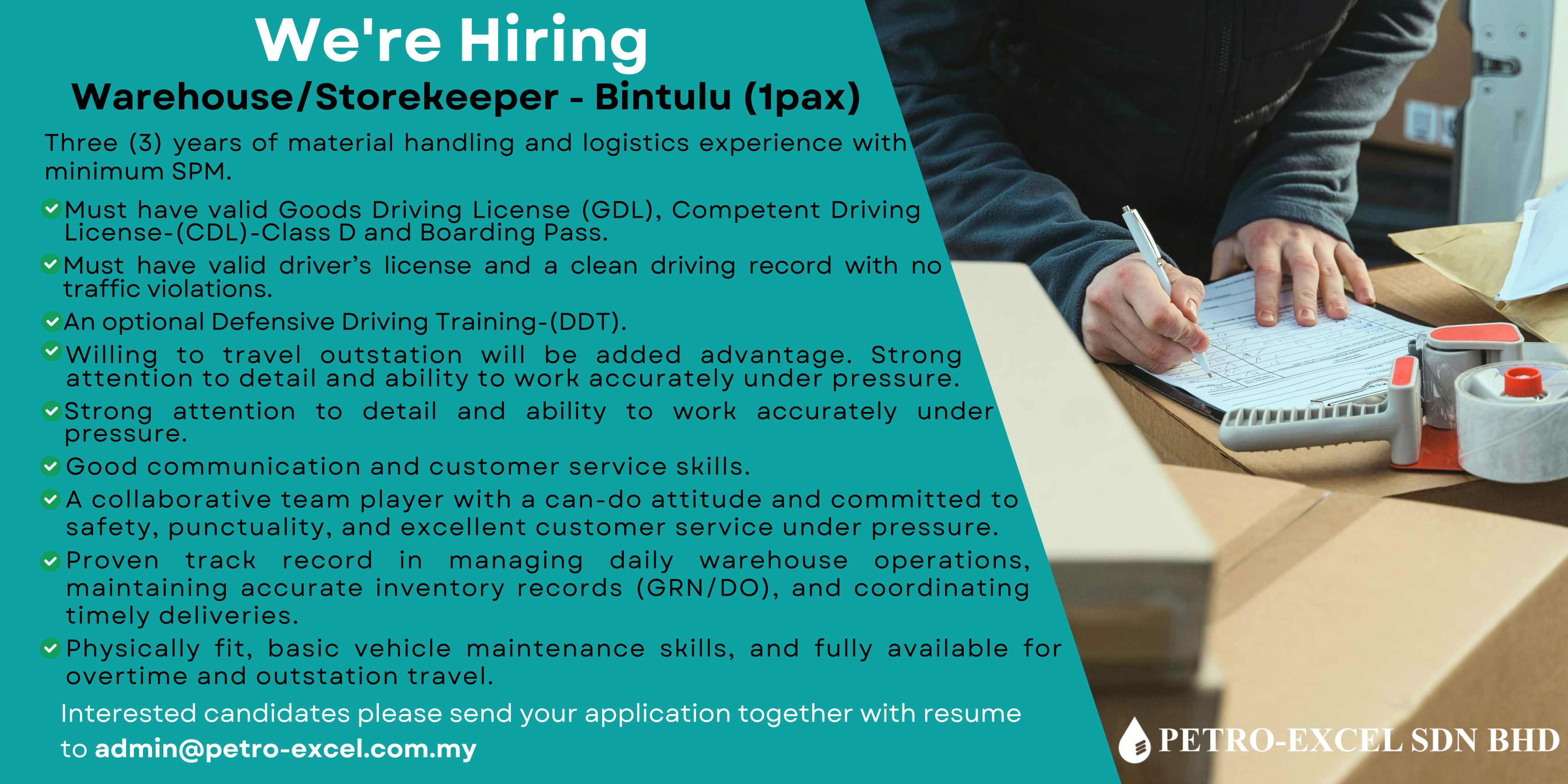 Warehouse Storekeeper - Bintulu